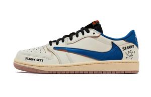 Трэвис Скотт X Air 1 винтажные баскетбольные кроссовки унисекс лоу-топ Black Jordan, белый