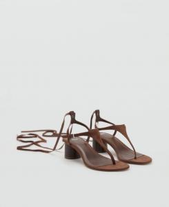 Женские замшевые босоножки на каблуке MANGO, Chocolate