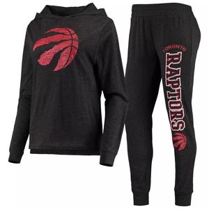 Женский комплект для сна с капюшоном и брюками Concepts Sport черного цвета Toronto Raptors
