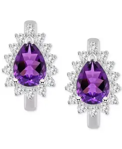 Серьги-Кольца с аметистом (1-1/3 карата tw) и белым топазом (1/3 карата tw) из стерлингового серебра (также доступны с цитрином, родолитом, перидотом и голубым топазом) Macy'S, amethyst