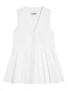 Поплиновый топ со складками Jil Sander, белый