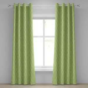 Штора на люверсах ABAKUHAUS Листья, стилизованные зеленые листья с изогнутыми ветками, вдохновленная ботаническим образом, натуральный лес, декоративные двухпанельные шторы, 280 см x 245 см, светло-зеленый с белым