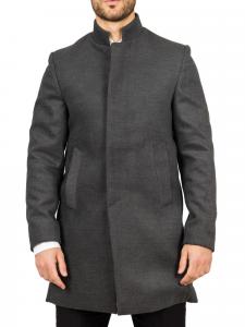 Пальто из шерстяной смеси с воротником-стойкой Классический тренчкот Зимняя куртка TruClothing, серый