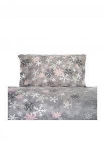 Комплект постельного белья Cofi с принтом снежинок, 155x220 см, серый