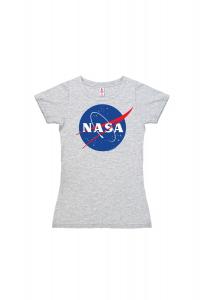 Новая футболка для девочек NASA — логотип LOGOSHIRT, цвет Grey-melange
