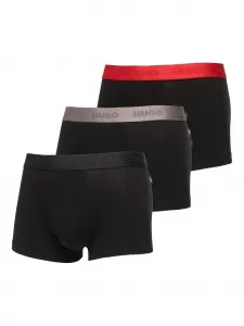 Трусы-боксеры с логотипом на поясе (набор из трех штук) HUGO, черный