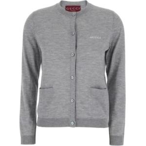 Кардиган с вышитым логотипом и застежкой на пуговицы GUCCI, серый