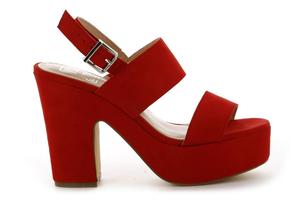 Босоножки на каблуке из микрофибры Yuu Jou, красный