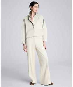 Женская укороченная рубашка с длинными рукавами и воротником из искусственной замши Kenneth Cole, Almond Milk