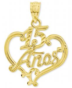 Подвеска в форме сердца из 14-каратного золота с бриллиантовой огранкой, 15-летний юбилей Macy's, No Color