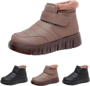 Женские зимние ботинки снегоходные водонепроницаемые противоскользящие ботильоны на каждый день, теплые уличные слипоны, зимние высокие хлопковые туфли для работы и прогулок с поддержкой свода стопы Generic, C-Khaki