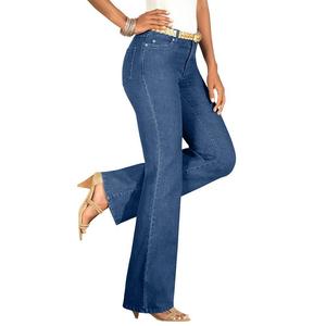 Женские джинсы Roaman's Plus Size Petite Invisible Stretch Iconic Bootcut, цвет Medium Wash