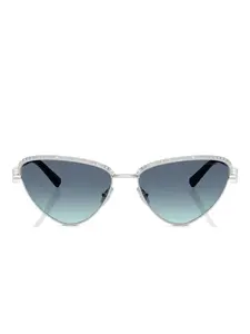 Солнцезащитные очки в оправе 'кошачий глаз' с кристаллами Tiffany & Co, серебристый