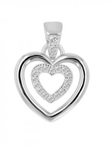 Adeliás Женский кулон в форме сердца из серебра 925 пробы с кубическим цирконием в серебряной оправе