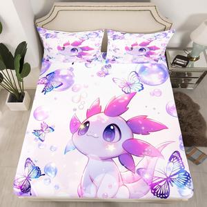 Erosebridal Комплект постельного белья Kawaii Axolotl с милыми аксолотлями и морскими животными, Purple White