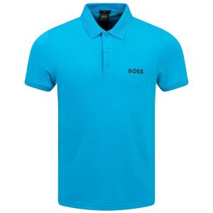 Мужская рубашка-поло приталенного кроя из хлопка Paule Hugo Boss, бирюзовая