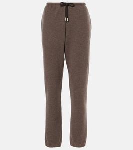 Спортивные брюки Teo из кашемира и хлопка The Row, цвет brown melange