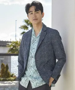 Пиджак из жатой ткани с клетчатым принтом «Глен» Union Station, цвет Navy