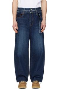 Sacai Темно-Синие джинсы с поясом