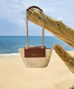 Сумка через плечо Shalia из рафии с плетеной цепочкой Charles & Keith, цвет Natural Raffia