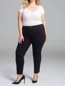 Узкие прямые джинсы с боковыми разрезами до щиколотки черного цвета NYDJ