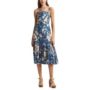 Платье Lauren Ralph Lauren Floral Linen-Blend Sleeveless Dress, черный мульти