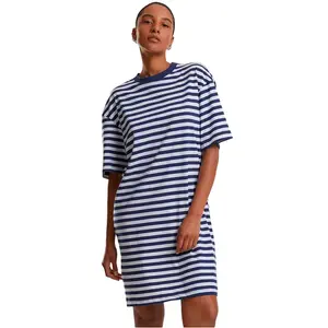 Платье Urban Classics Oversized Striped short sleeve short, синий