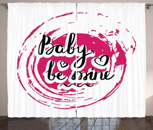 Штора ABAKUHAUS в деревенском стиле с надписью Vortex-Baby Будь моей, универсальная ленточная штора для гостиной с петлями и крючками, 280 x 245 см, цвет: пурпурный, черный, белый Abakuhaus