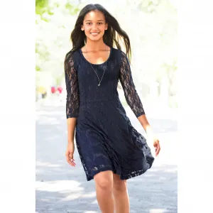 KIDSWORLD кружевное платье с рукавами 3/4, цвет морской волны