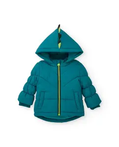 Стеганая куртка для мальчика темно-синего цвета с капюшоном и 3D деталями Tuc tuc