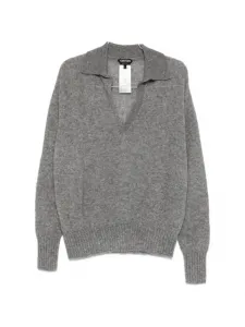 Свитер с воротником и V-образным вырезом Tom Ford, серый