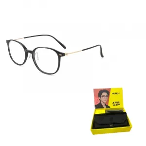 MUZU Овальные очки унисекс, Versatile Black|Gold-C11 with 0° Anti-Blue Light Non-Prescription Glasses