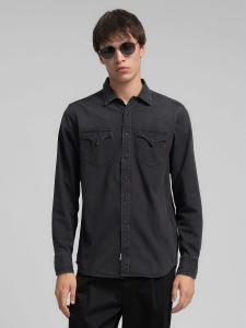 Черная джинсовая рубашка в стиле вестерн