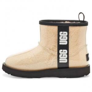 Зимние ботинки UGG Classic Clear Mini II Large LOGO Fleece Lined Big Boys Beige, кремовый