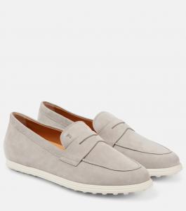 Замшевые мокасины Tod's, Grigio Vapore