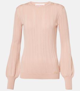 Свитер из девственной шерсти с узором пуантель Valentino, Rose Mist