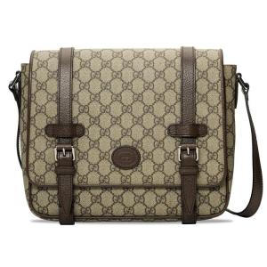 Сумка-мессенджер из холста с кожаными деталями, через плечо, унисекс GUCCI
