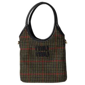 MIU MIU Тканевая наплечная сумка через плечевая сумка женская сумка тёмно-зелёная и чёрная