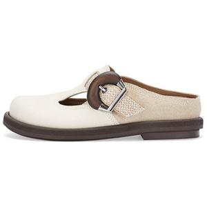 SugarSu Женские тапочки White с закрытым носком, резиновой подошвой, устойчивой к скольжению и истиранию