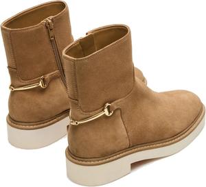 Женские ботильоны SOVANYOU с кожей, с круглым носком, металлическими деталями, боковой молнией и плоской подошвой для повседневного и нарядного стиля, Brown Suede