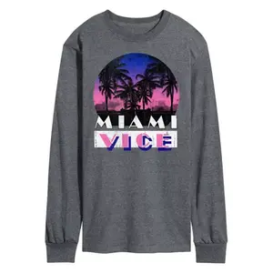 Мужская футболка с длинным рукавом с принтом «Miami Vice That Life» Licensed Character, серый