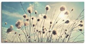 Картина на холсте Artland Wollgras, 40x20x2 см, синий