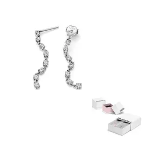 Pandora Серьги из синтетического фианита для женщин Silver