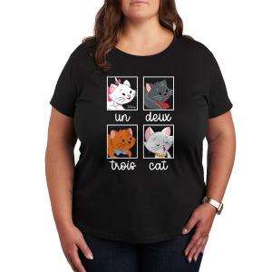 Футболка Disney's The Aristocats Plus Size One Two Three с рисунком кота, черный