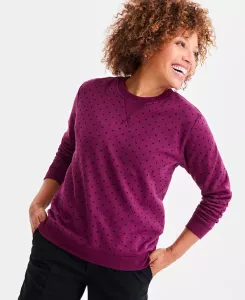 Женская толстовка с круглым вырезом и принтом Style & Co, красный