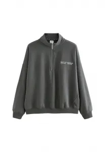 Толстовка с застежкой-молнией до середины груди, укороченная модель. Self., Charcoal Grey