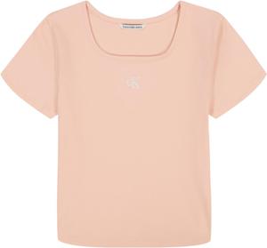 Футболка Calvin Klein Babydoll с короткими рукавами для девочек, мягкая и удобная, Chintz Rose Square Neck