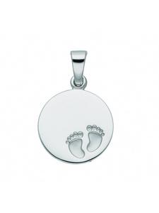 Adeliás Женский кулон из серебра 925 пробы с гравированной пластиной, диаметр 12,3 мм