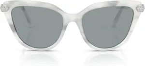 Женские солнцезащитные очки Swarovski SK6039f с низкой переносицей, модель «кошачий глаз», White Havana/Dark Grey