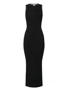 Платье миди в рубчик с логотипом Elisabetta Franchi, черный